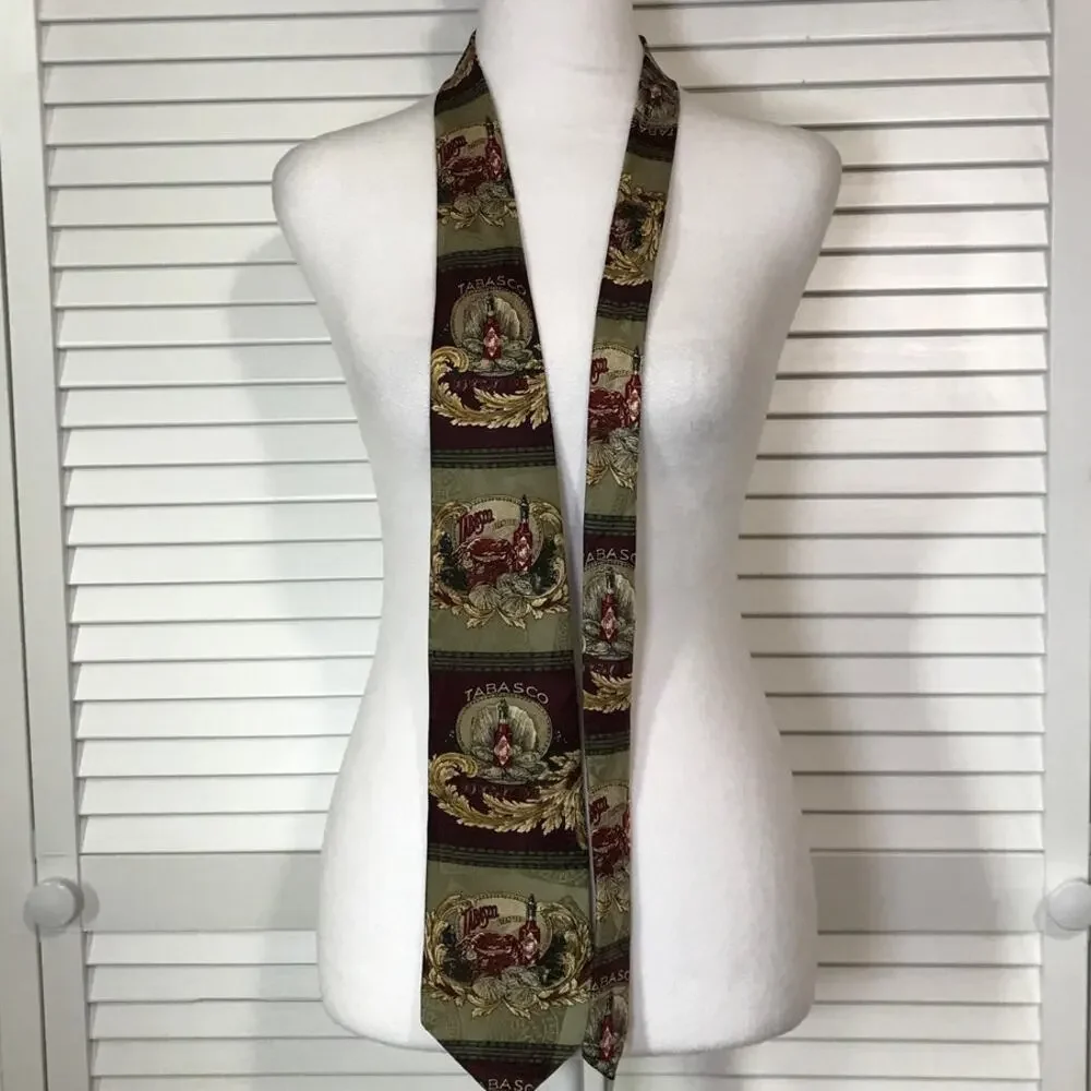 Tabasco Silk Red Multicolor Wide Classic Mens Necktie 59”